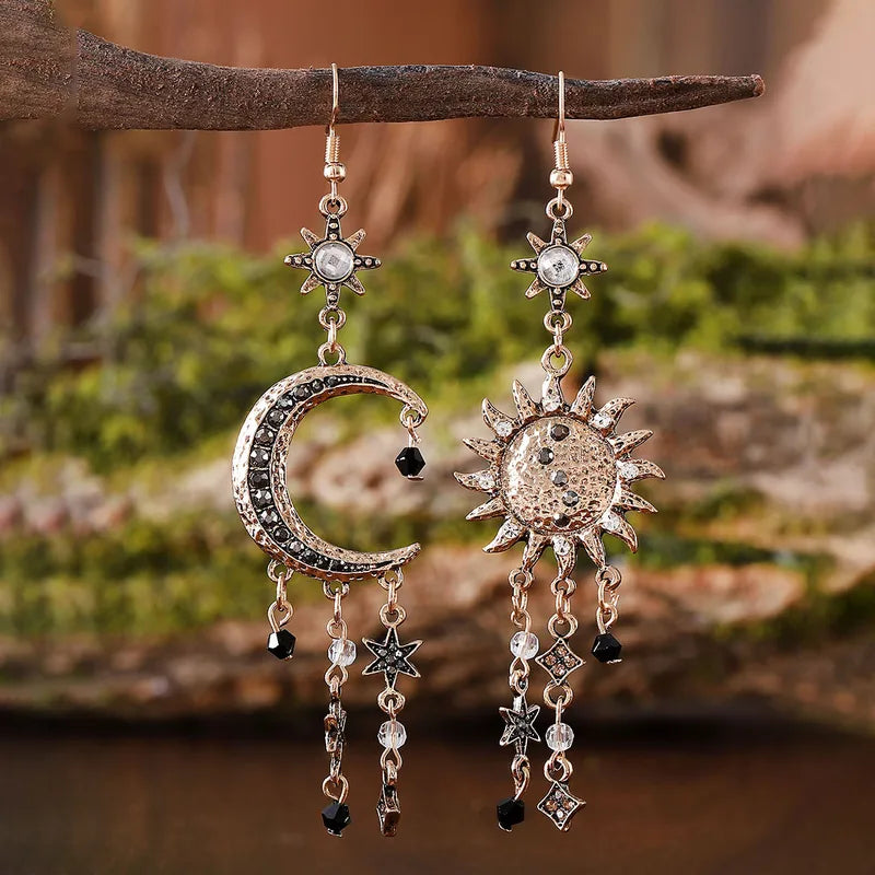 Vintage Bloom Zircon Drop Earrings