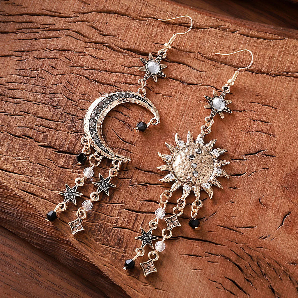 Vintage Bloom Zircon Drop Earrings