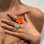 Retro Flower Alloy Plating Open Rings