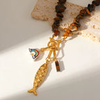 Dopamine Sunfish Beaded Pendant ( Gold Plated )