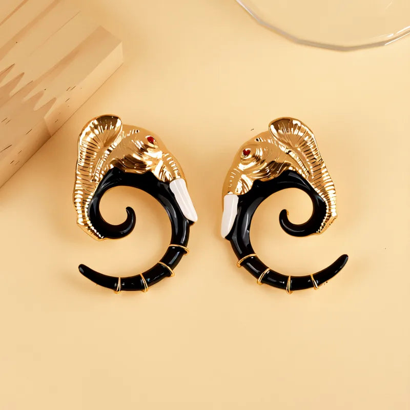 Elephant Drop Earrings ( Gold Plated )