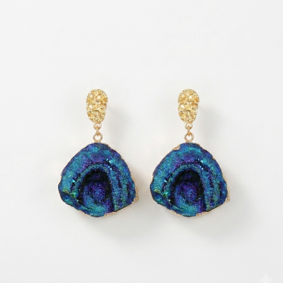 Oval Alloy Resin Enamel Drop Earrings