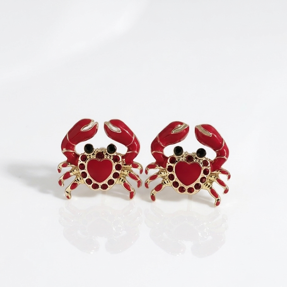 Ocean Crab Alloy Women's Ear Studs