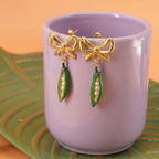 Butterfly Backs Drop Earrings ( 18 K Gold Plated )