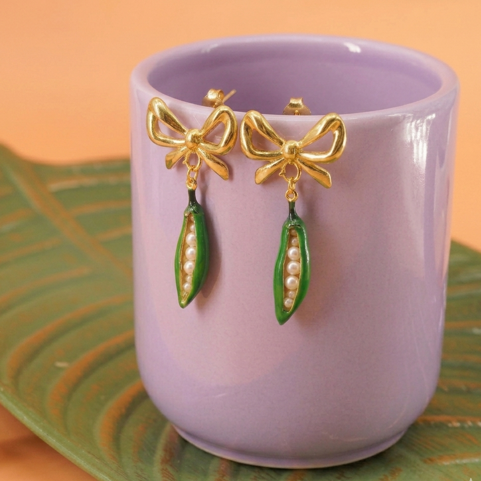 Butterfly Backs Drop Earrings ( 18 K Gold Plated )