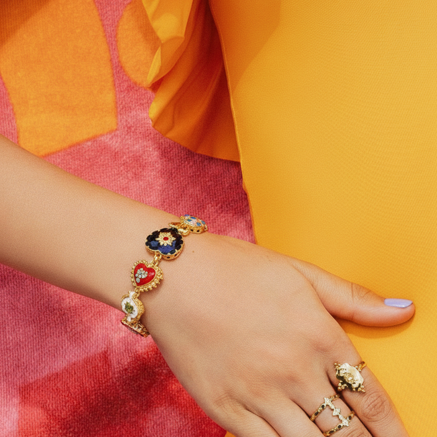 Eternal Bloom Retro Heart Bracelet