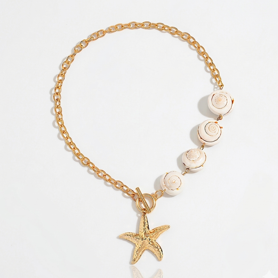 Alloy Shell Plating Women's Beaded Chain Ne