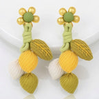Handmade Leaves Flower Alloy Cotton Earrings