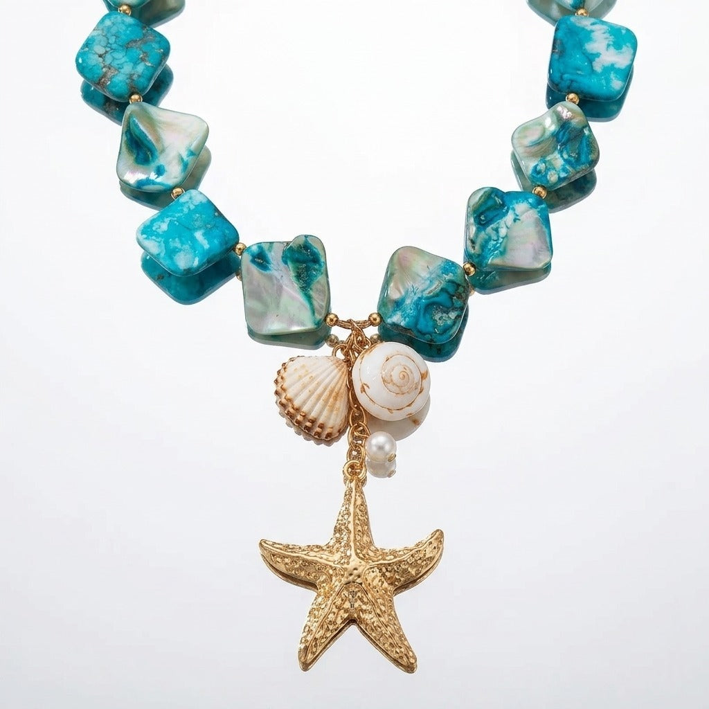 The Aquamarine Star Alloy Necklace