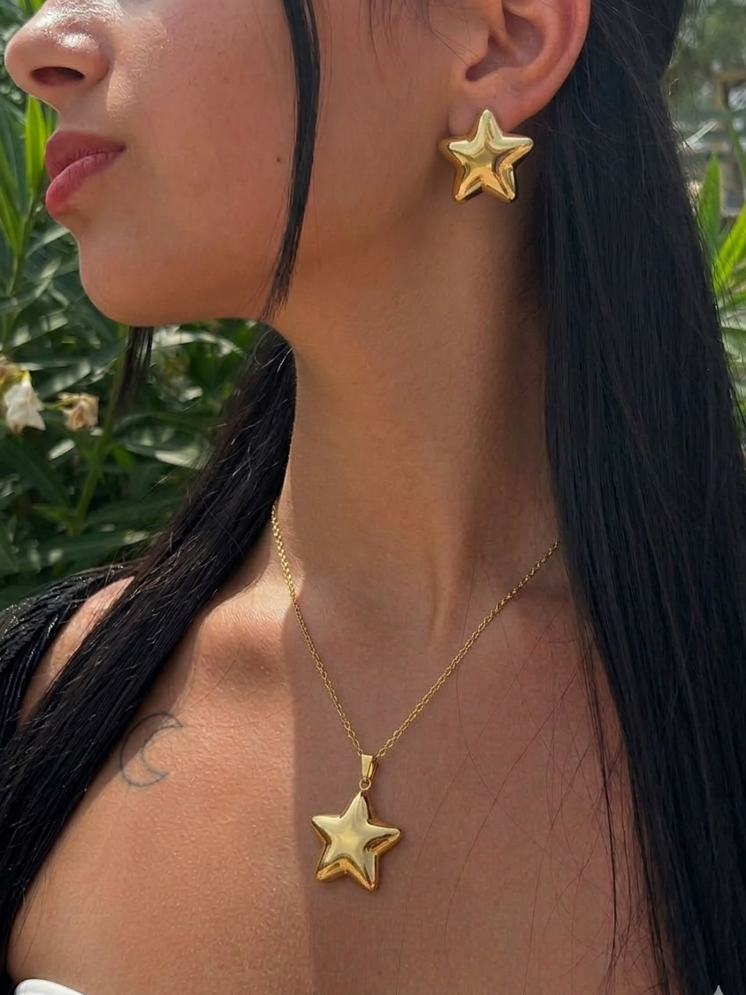 Star Earrings Necklace Set