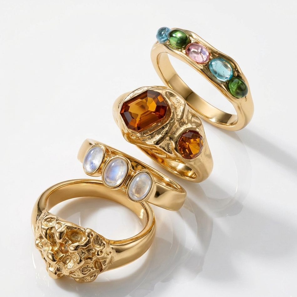 Vintage Style Roman Resin Rhinestones Unisex Rings