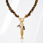 Dopamine Sunfish Beaded Pendant ( Gold Plated )