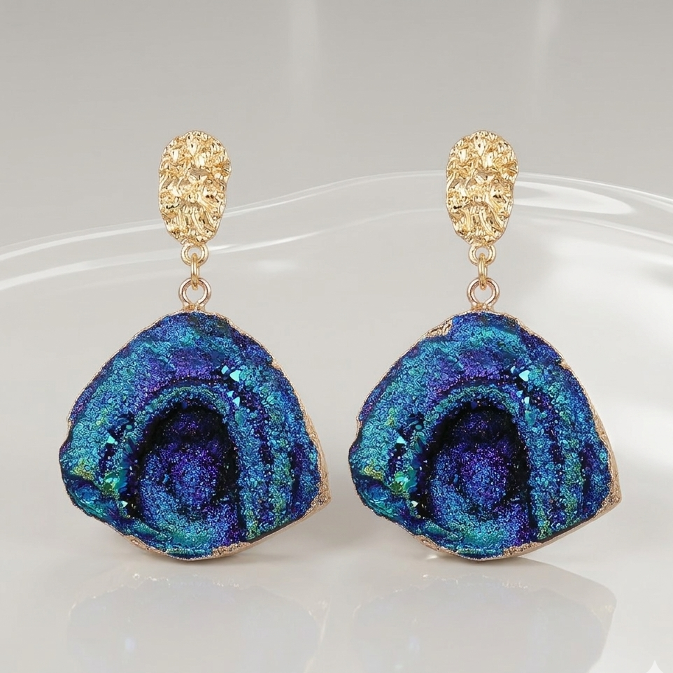Oval Alloy Resin Enamel Drop Earrings