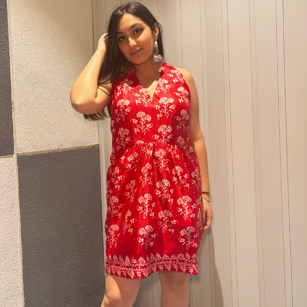 Scarlet Luxe Silk Halter Dress