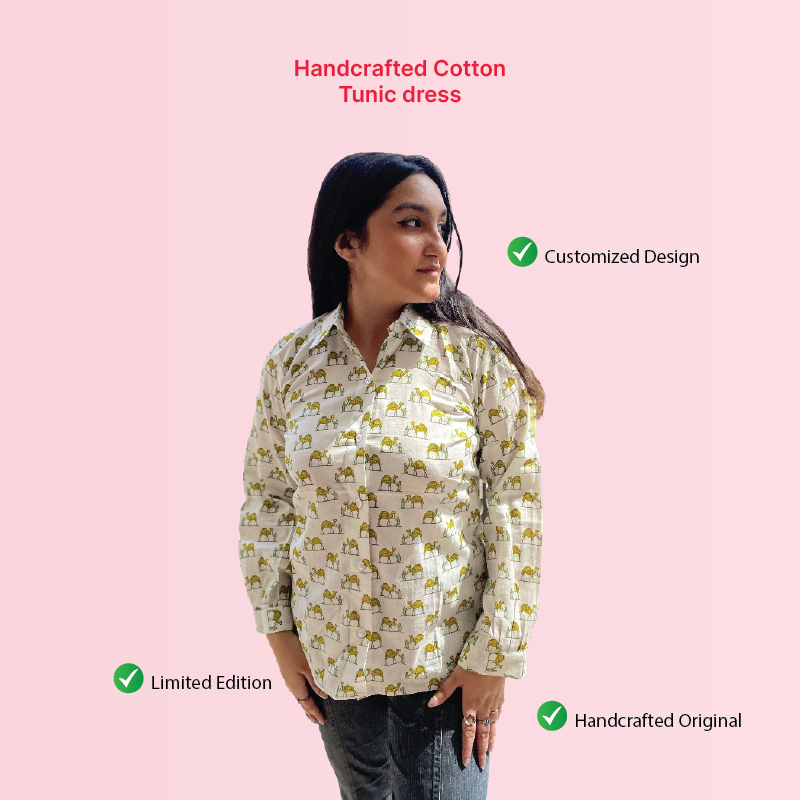 Handcrafted Cotton Tunic Shirt for Women