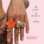 Retro Flower Alloy Plating Open Rings