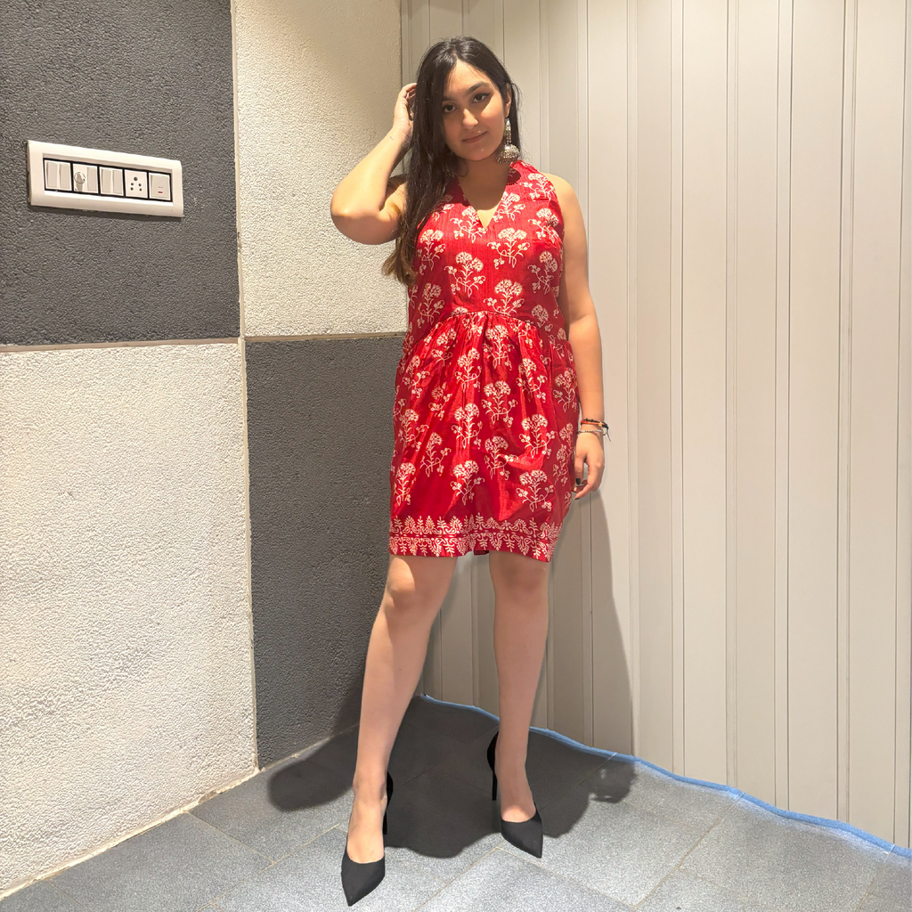 Scarlet Luxe Silk Halter Dress