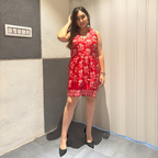 Scarlet Luxe Silk Halter Dress