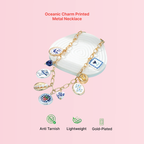 Oceanic Charm Printed Metal Necklace