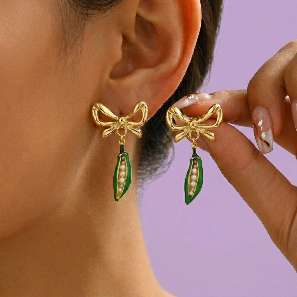 Butterfly Backs Drop Earrings ( 18 K Gold Plated )