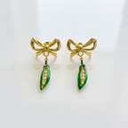 Butterfly Backs Drop Earrings ( 18 K Gold Plated )